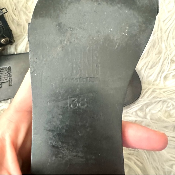 Anine Bing Ankle Cuff Studded Leather Thong Toe Sandals Black Size 8/38 - Picture 8 of 9